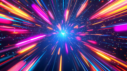 Vibrant Neon Streaks of Light in Futuristic Burst