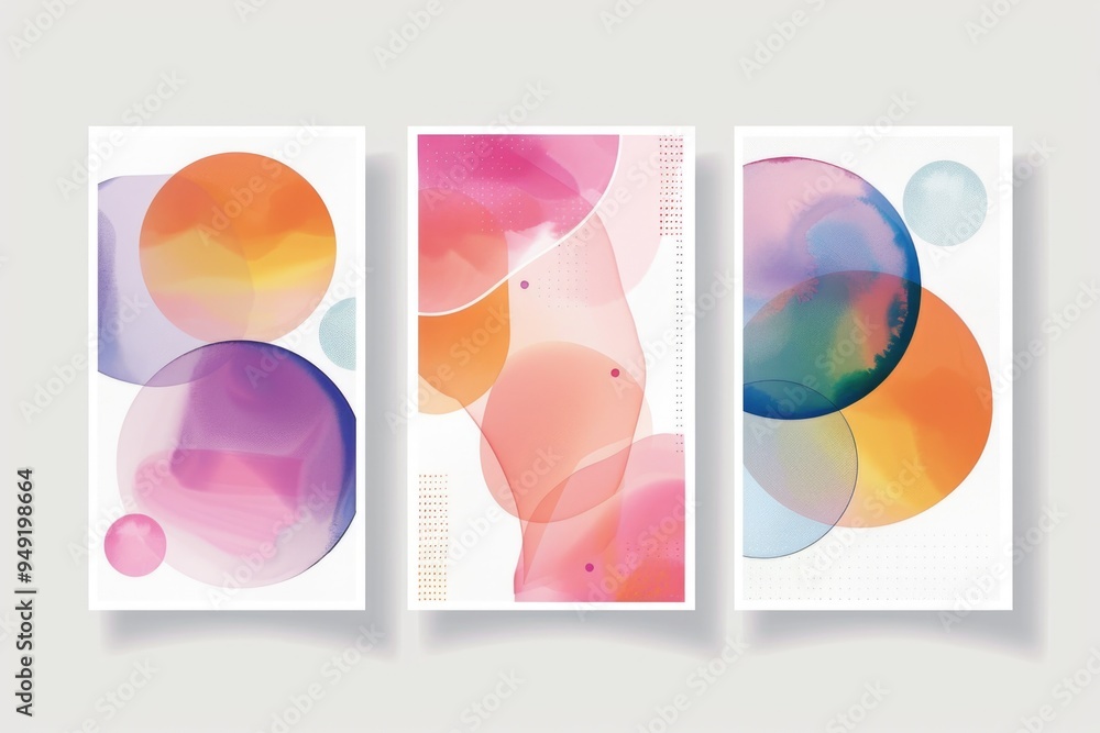 Poster three modern banners featuring geometric patterns and shapes