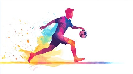 Fototapeta premium Vibrant Illustration of a Young Soccer Player in Motion