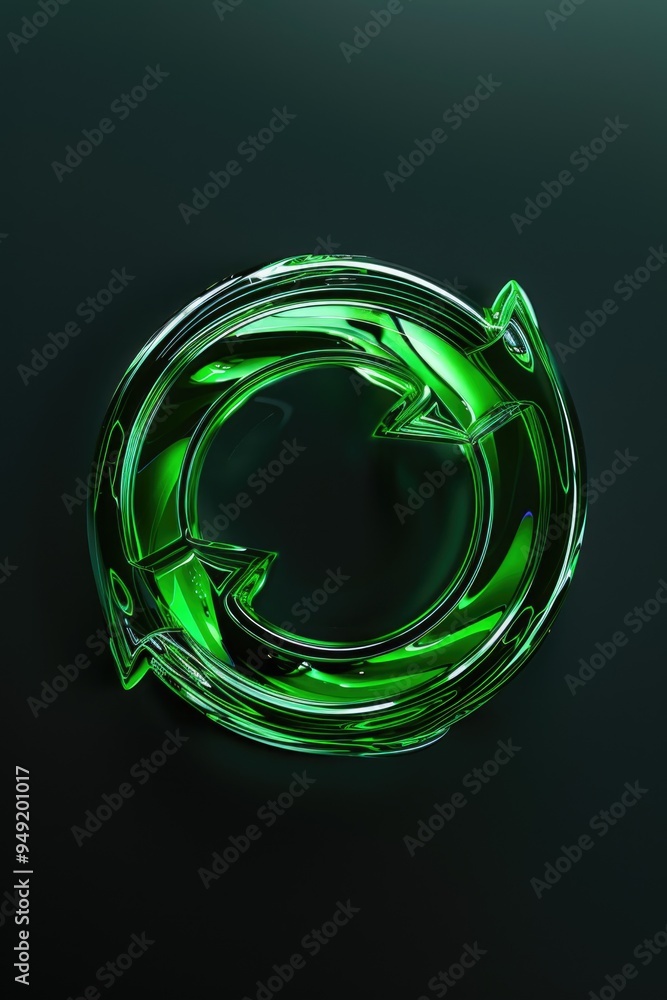Poster A close-up shot of a green circular object on a black surface