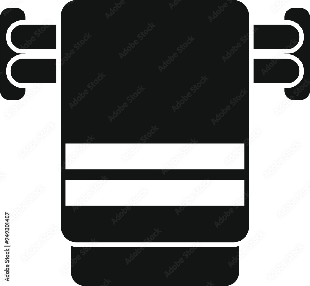 Poster clean towel hanging on heated rail dryer icon in simple style isolated on white background