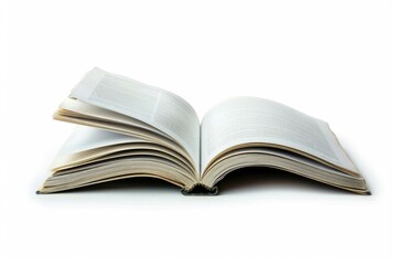 Obraz premium A single open book lying on a clean white surface, perfect for education or learning concepts