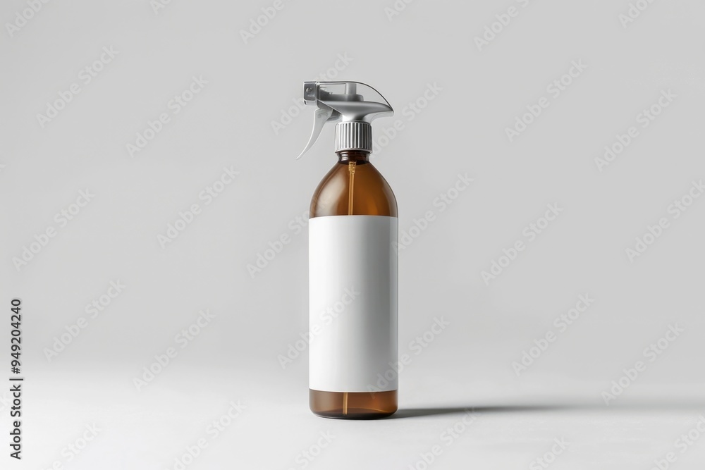 Poster a brown glass spray bottle with a simple white label, suitable for use in various settings