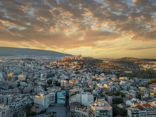 greece capital athens day and night sunrise sunset light aerial view