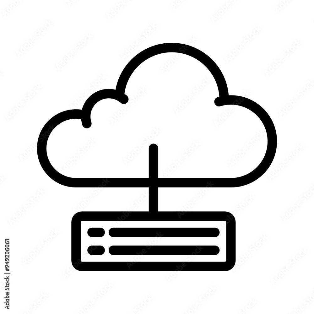 Poster cloud database icon line vector design