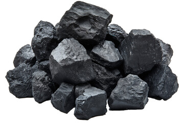 Obraz premium Close-up of a piece of coal, coal commodities, PNG No background, isolated