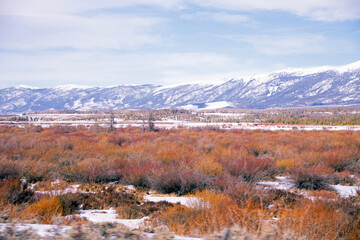 Snow Swept Mountains in the Distance