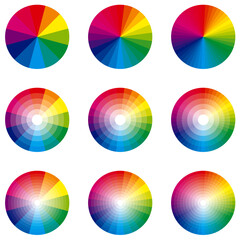 様々な色のカラーホイール、色相環図のベクターイラストセット © summer orange