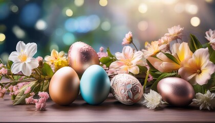 Obraz premium easter eggs and flowers