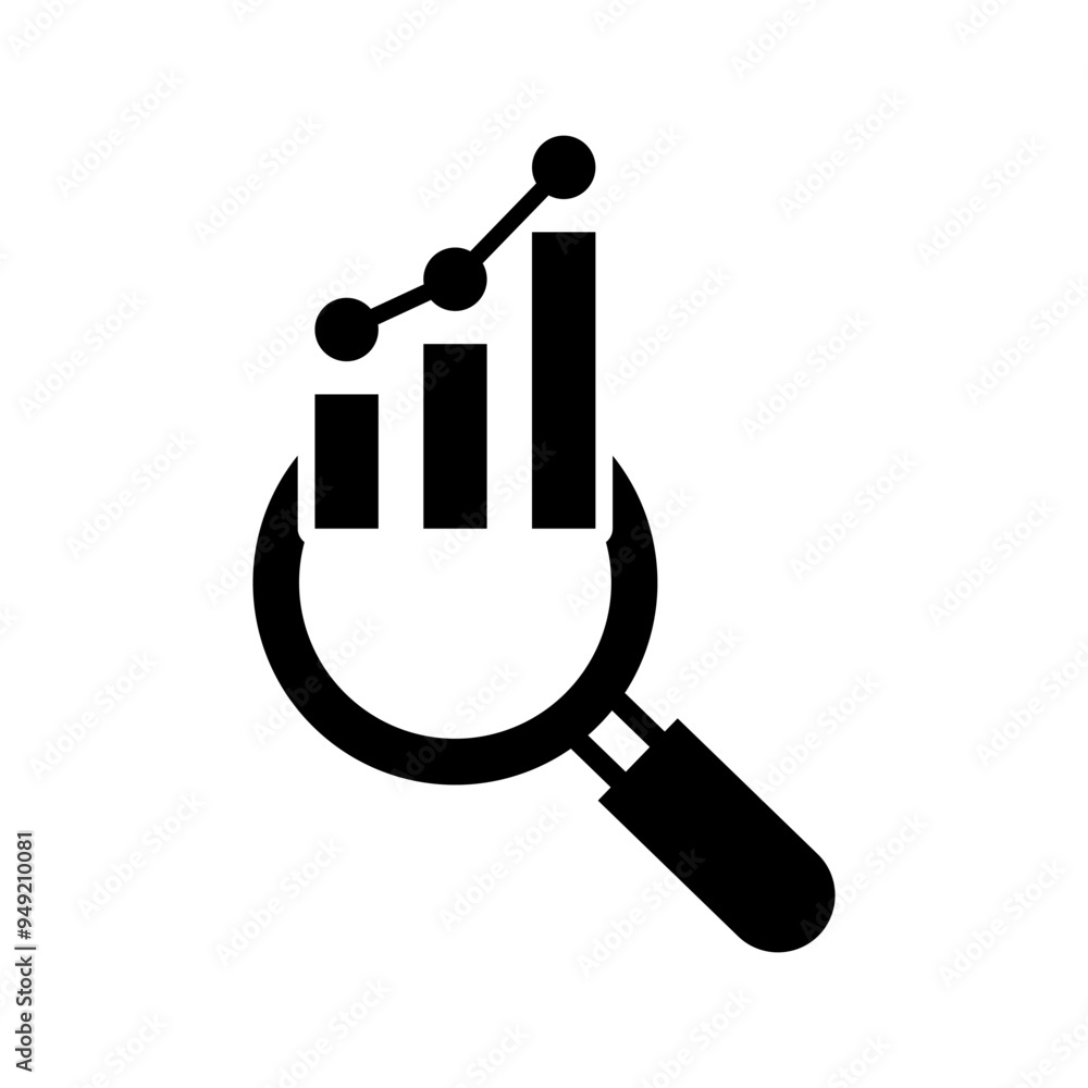 Poster research data analytics icon solid vector design