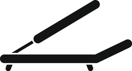 Simple vector illustration of a paper cutter cutting a single sheet of paper on a white background