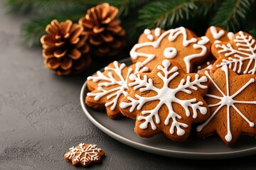 Festive gingerbread cookies decorated with icing, perfect for holiday celebrations and winter gatherings.