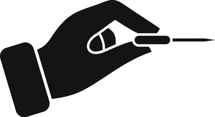 Silhouette of a hand delicately holding a dart, poised and ready to launch it towards a target