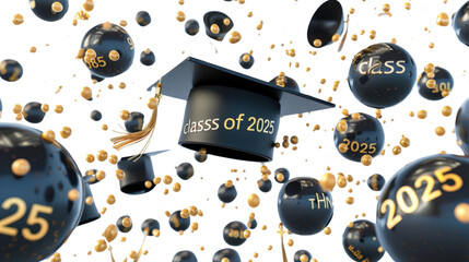 Class of 2025 Vector text for graduation design isolated on white background