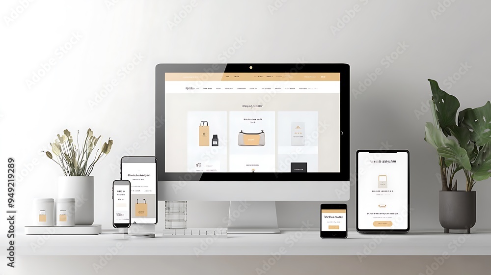 Poster sleek e-commerce website interface with personalized product recommendations and dynamic pricing, mo