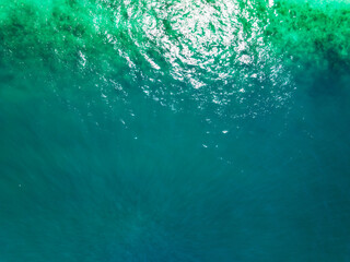 Sea surface aerial view,Bird eye view photo of blue waves and water surface texture Blue sea background Beautiful nature Amazing view sea background