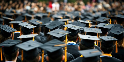 college students in cap, graduate recruitment 