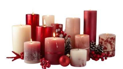 Christmas candles isolated on white background 