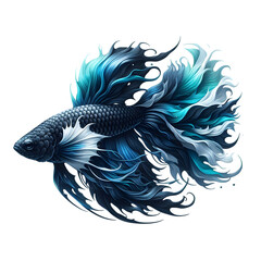 Obraz premium A Blue and black Color dragon fish swimming on white background 4