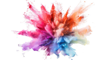 Holi paint color powder explosion colorful isolated on white background