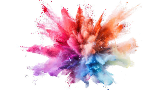 Holi paint color powder explosion colorful isolated on white background