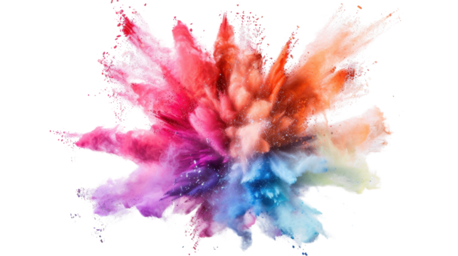 Holi paint color powder explosion colorful isolated on white background