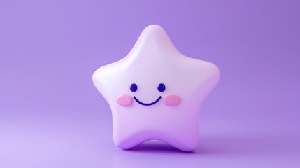 A smiling cartoon star on a purple background.