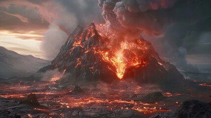 Fototapeta premium Volcanic Eruption: A Dramatic Landscape