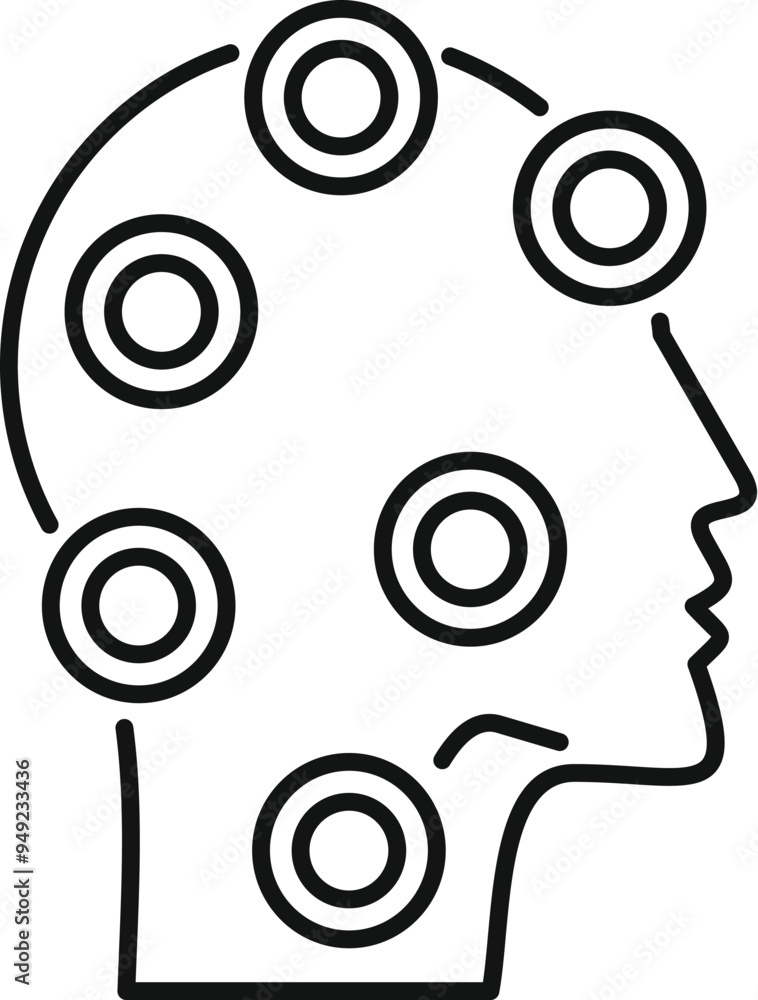 Poster stylized human head profile showing a neural network working with nodes connected, representing arti