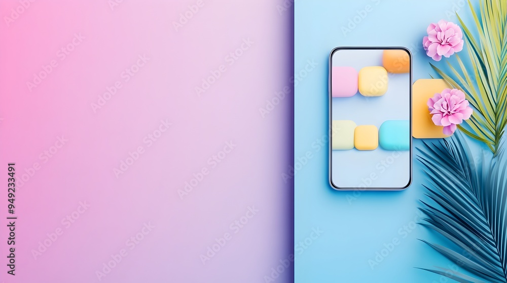 Poster sleek and modern minimalist ui design with flat icons and soft gradients