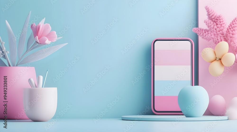Poster minimalist and contemporary ui design with soft gradients and flat icons for elegant digital platfor