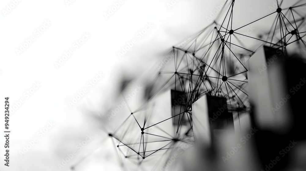 Poster intricate futuristic wireframe structure sleek 3d web development visualization