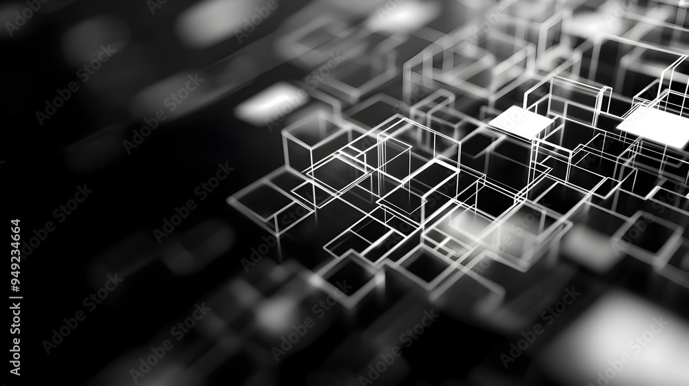 Poster cutting edge 3d wireframe visualization of futuristic website ui design concept