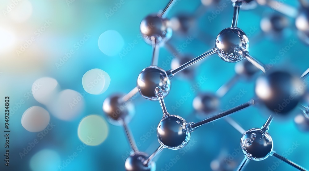 Poster detailed 3d rendering of carbon dioxide molecule structure with interconnected metal spheres