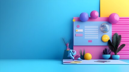 Vibrant Digital Wireframes and Collaborative Workspace for Creative Brainstorming