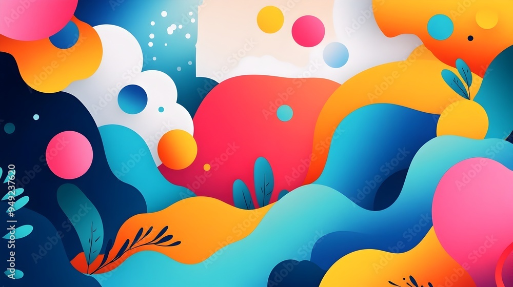 Poster animated svg icons being created on a vibrant digital canvas with whimsical brushstrokes and modern 