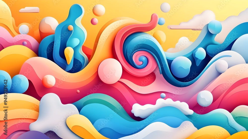 Poster animated svg icons creating whimsical digital artwork on a canvas