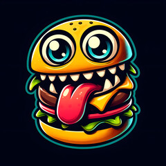 cartoon monster hamburger