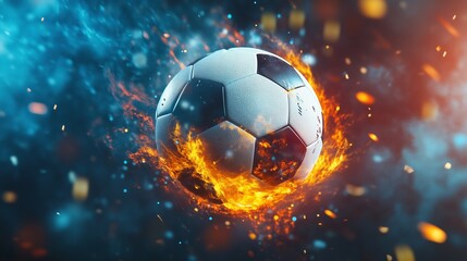 Fototapeta premium The Fiery Dynamic Action of a Soccer Ball in Motion