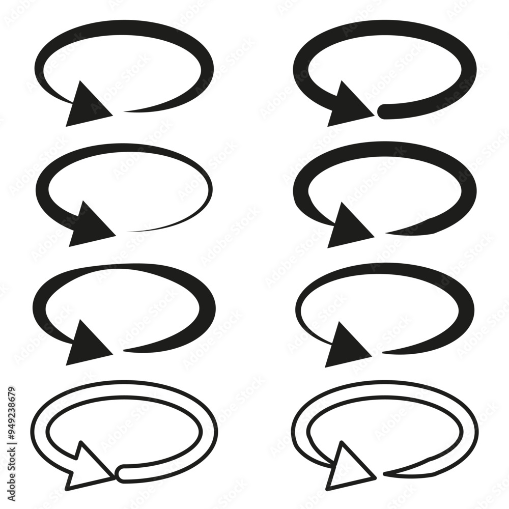 Poster circular arrow icons. rotating arrow symbols. bold looped arrows. abstract vector shapes.