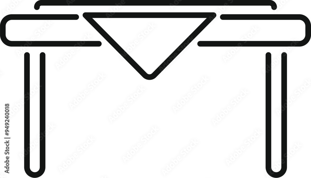 Poster simple black and white vector icon representing a rectangular table covered with a tablecloth, symbo