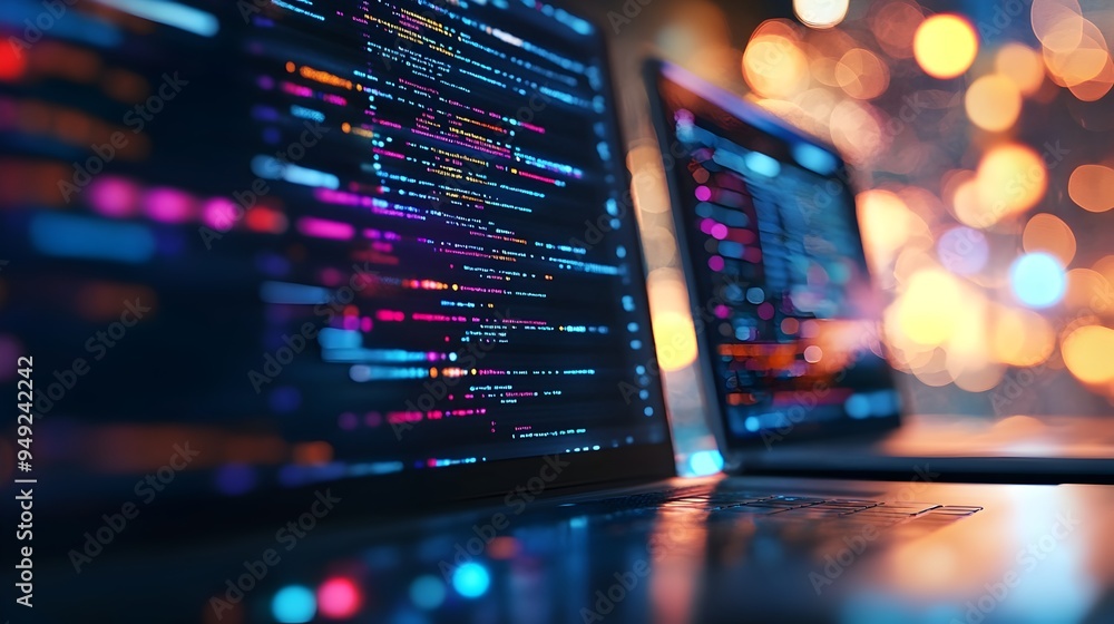 Wall mural ai powered futuristic web development with holographic interfaces and metallic aesthetics