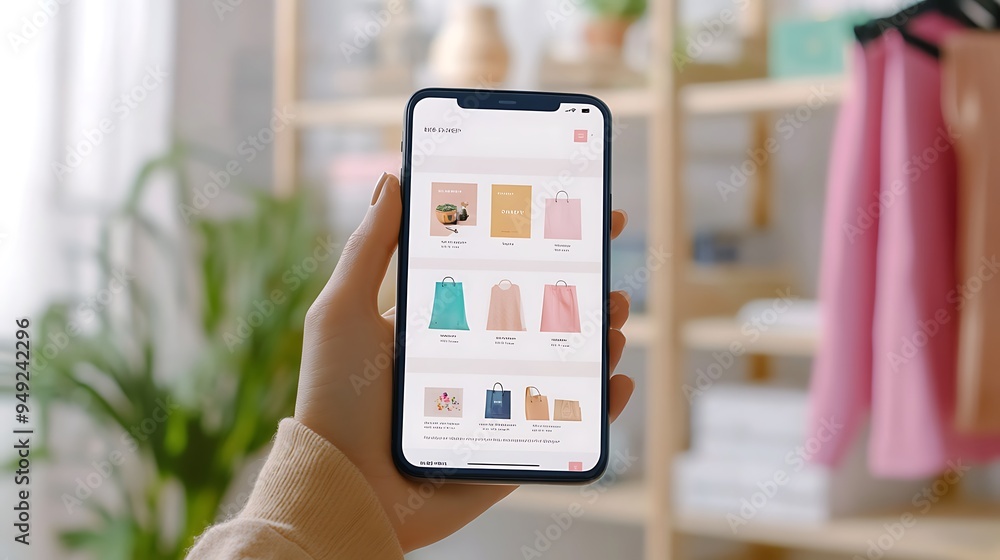 Aufkleber Digital Storefront for Mobile Commerce with AI-Driven Product Suggestions and Responsive Design