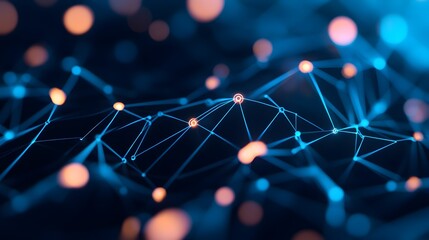 Striking Minimalist Digital Architecture Blueprint with Interconnected Nodes and Holographic Elements