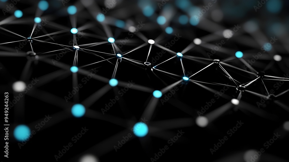 Poster minimalist 3d wireframe grid showcasing interconnected digital infrastructure framework