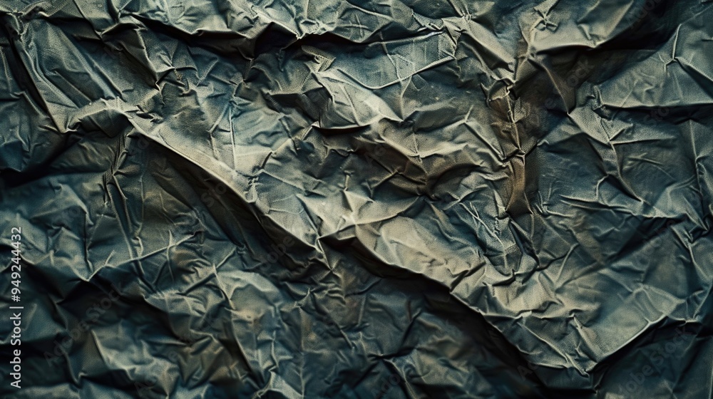 Poster A detailed view of a crumbled paper with creases and folds, suitable for use in editorial or educational contexts