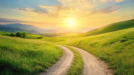 Fototapeta premium Country Road at Sunset