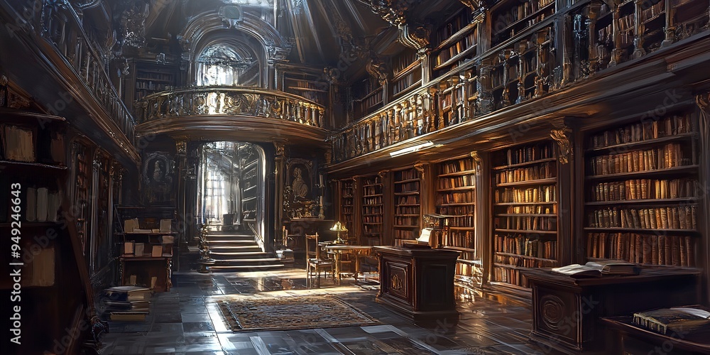 Poster a library where books read the reader