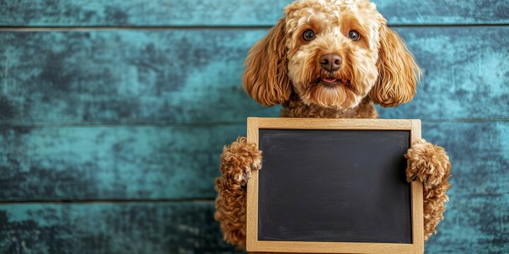 dog with blackboard vertical 