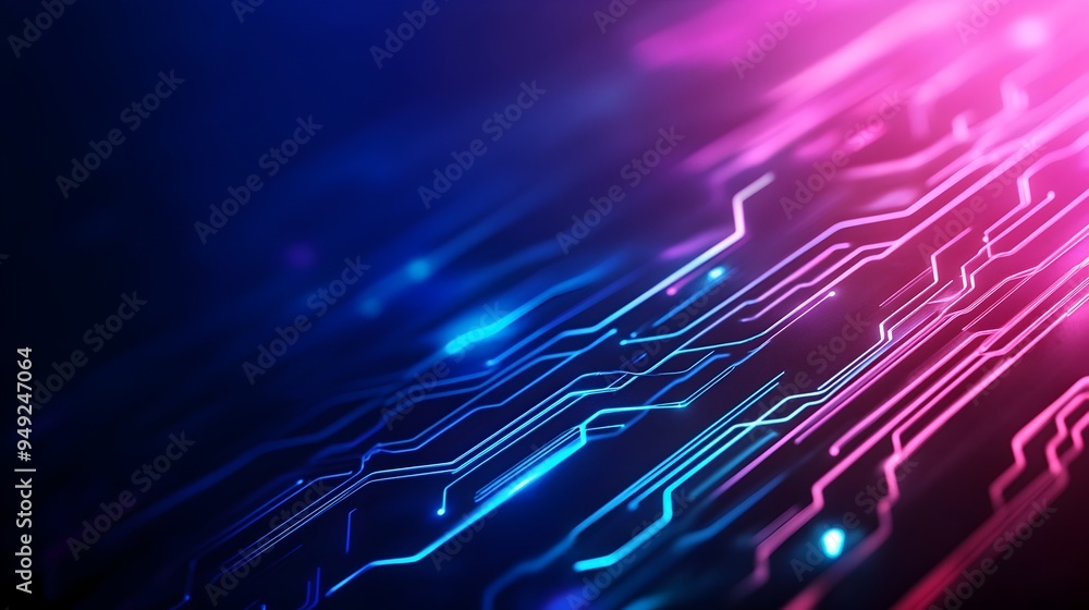 Poster futuristic glowing circuit patterns on dark background symbolizing technology and innovation